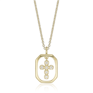 Brilliant Grown Lab-Grown Diamond Framed Cross Pendant Necklace
