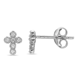 Brilliant Grown Lab-Grown Diamond Accent Cross Stud Earrings