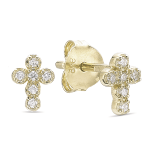 Brilliant Grown Lab-Grown Diamond Accent Cross Stud Earrings