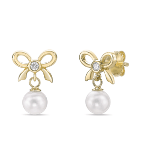 Brilliant Grown Lab-Grown Diamond Bow Accent Earrings