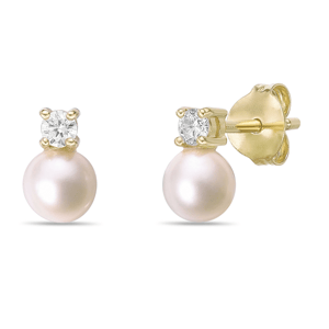 Brilliant Grown 18kt Gold-Plated Lab-Grown Diamond Pearl Earrings