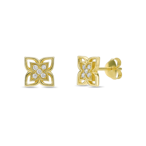 Brilliant Grown Gold-Plated Lab-Grown Diamond Floral Earrings