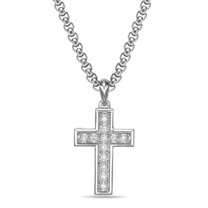 Mens Lynx 1/3ctw. Lab-Grown Diamond Cross Pendant Necklace