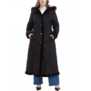Womens BGSD Gianna Hooded Faux Shearling Long Coat