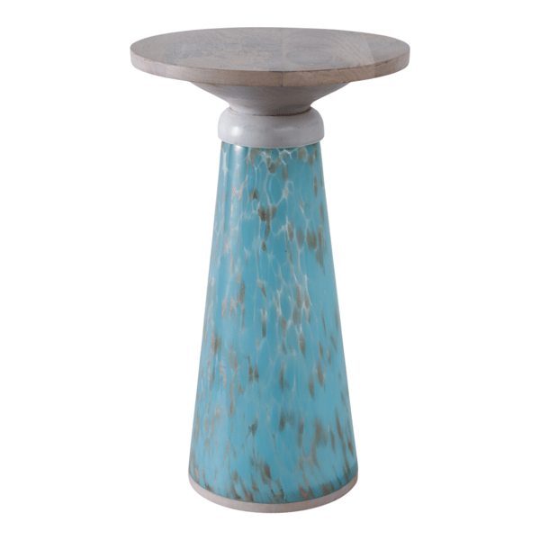 Sagebrook Home Rawson Glass Art Wood Top Accent Table