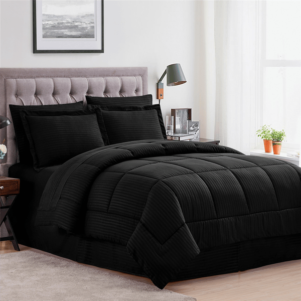 Sweet Home Collection 8pc. Embossed Dobby Stripe Bed In A Bag