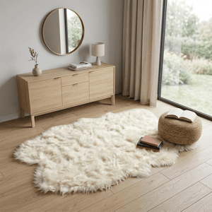 HomeRoots Off White Faux Sheepskin Washable Area Rug
