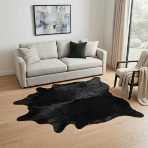 HomeRoots Transitional Black Cowhide Handmade Area Rug alternate view