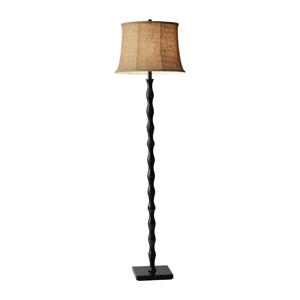 HomeRoots 62in. Brown & Black Floor Lamp with Burlap Shade