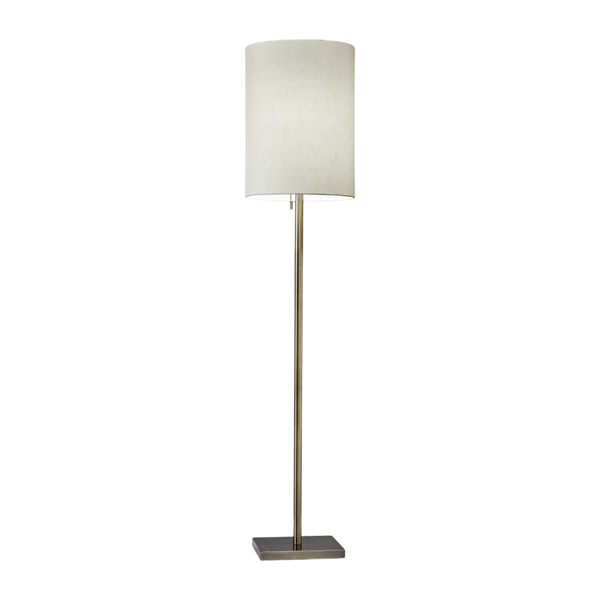 HomeRoots 61in. Brass Floor Lamp with White Cylinder Shade