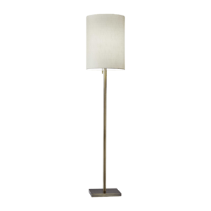 HomeRoots 61in. Brass Floor Lamp with White Cylinder Shade