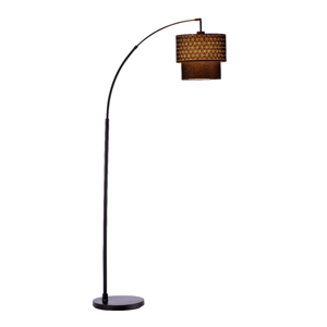 HomeRoots 71in. Brown & Black Arched Floor Lamp with Drum Shade