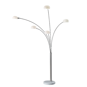 HomeRoots 86in. Steel Five Light Tree Floor Lamp with Glass Dome