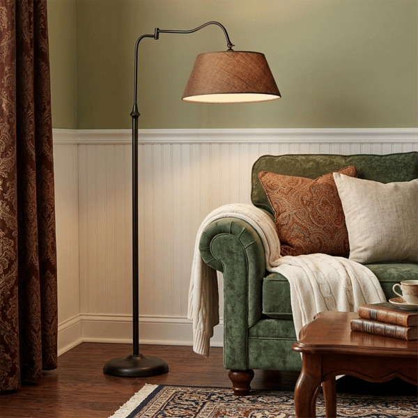 HomeRoots 61in. Bronze Arched Floor Lamp with Fabric Empire Shade alternate view
