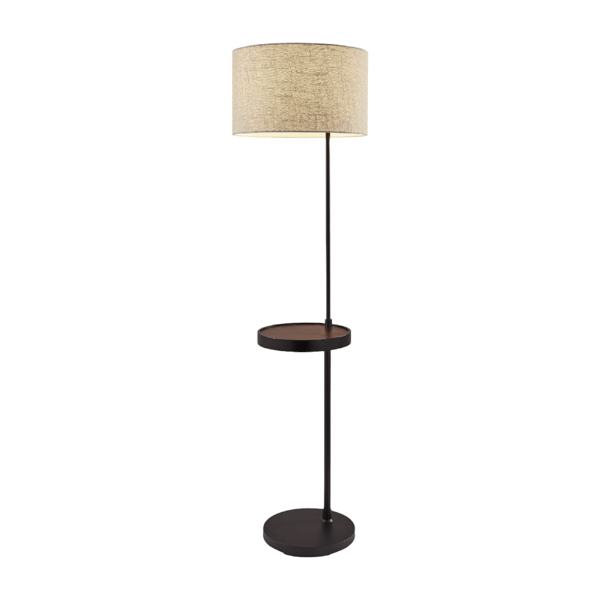 HomeRoots 64in. Beige & Black Tray Table Floor Lamp