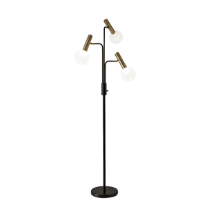 HomeRoots 70in. Black & Bronze Three Light LED Tree Floor Lamp
