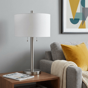 HomeRoots 28in. Silver Two Light Bedside Table Lamp alternate view