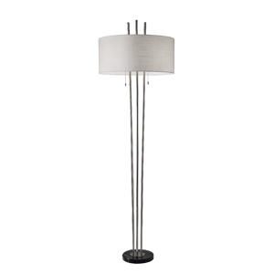 HomeRoots 71in. Silver Two Light Floor Lamp with Linen Shade