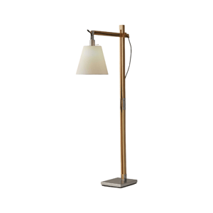 HomeRoots 61in. Natural Solid Wood Task Floor Lamp