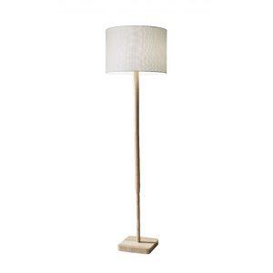 HomeRoots 59in. Natural Solid Wood Floor Lamp with Drum Shade