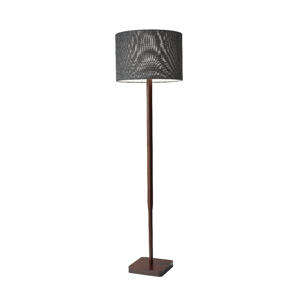 HomeRoots 59in. Brown and Black Solid Wood Floor Lamp