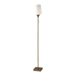 HomeRoots 71in. Brass Torchiere Floor Lamp w/ Glass Shade