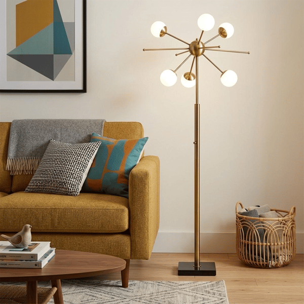 HomeRoots 64in. Brass Six Light LED Novelty Floor Lamp alternate view