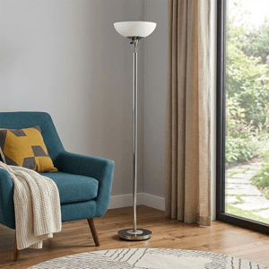 HomeRoots 72in. Black & White Lamp with White Glass Shade alternate view