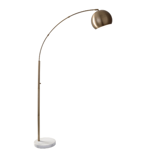 HomeRoots 78in. Brass Arc Floor Lamp with Bowl Shade