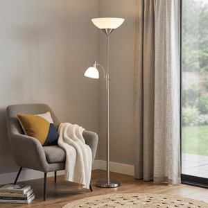 HomeRoots 71in. Silver Metal Two Light Torchiere Floor Lamp alternate view