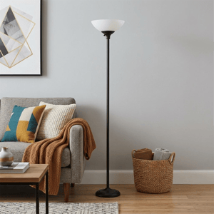 HomeRoots 71in. Black & White Floor Lamp with White Plastic Shade alternate view