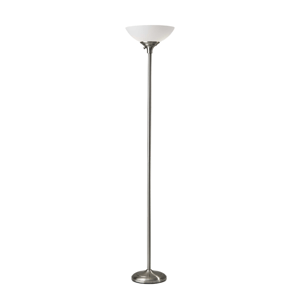 HomeRoots 71in. Silver Torchiere Floor Lamp with Bowl Shade