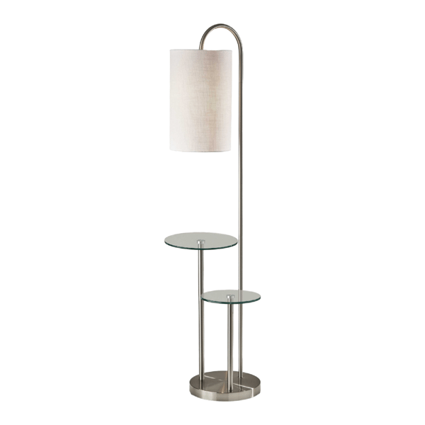 HomeRoots 66in. Silver Tray Table Floor Lamp with Drum Shade