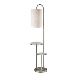 HomeRoots 66in. Silver Tray Table Floor Lamp with Drum Shade