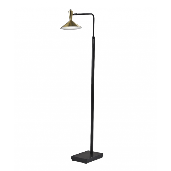 HomeRoots 54in. Black & Gold LED Task Floor Lamp