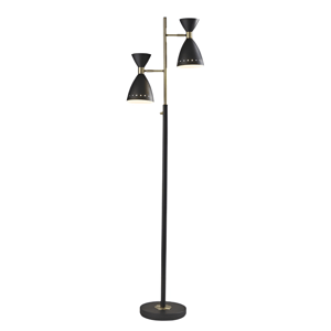 HomeRoots 68in. Black and Gold Task Floor Lamp w/ Cone Shade