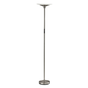 HomeRoots 71in. Silver LED Torchiere Floor Lamp with Glass Shade