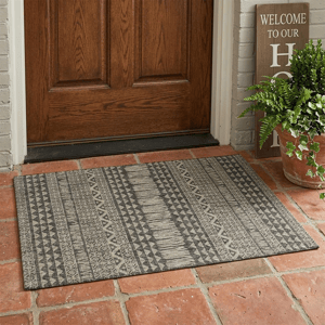 HomeRoots Charcoal Southwestern Indoor/Outdoor Area Rug