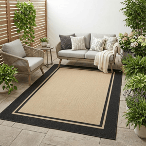 HomeRoots Beige & Black Indoor/Outdoor Rectangular Area Rug alternate view