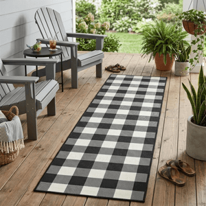 HomeRoots Black & Ivory Checkered Indoor/Outdoor Runner alternate view