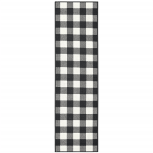 HomeRoots Black & Ivory Checkered Indoor/Outdoor Runner