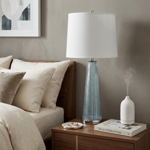 HomeRoots 29in Aqua Glass Buffet Table Lamp with Empire Shade alternate view