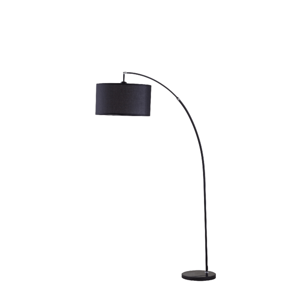 HomeRoots 86in. Black Arc Floor Lamp with Drum Shade