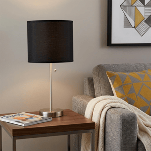 HomeRoots 16in. Silver Candlestick Table Lamp with Drum Shade alternate view