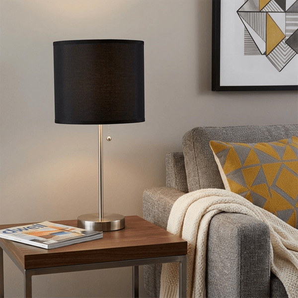 HomeRoots 16in. Silver Candlestick Table Lamp with Drum Shade alternate view