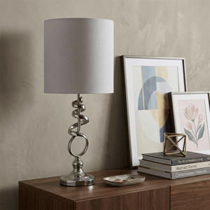 HomeRoots 22in. Abstract Table Lamp with Off White Drum Shade alternate view