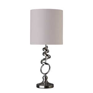 HomeRoots 22in. Abstract Table Lamp with Off White Drum Shade