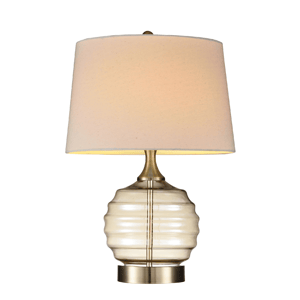 HomeRoots 23in. Round Table Lamp with Off White Shade