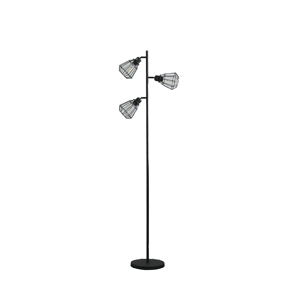 HomeRoots 66in. Black Metal Three Light Tree Floor Lamp