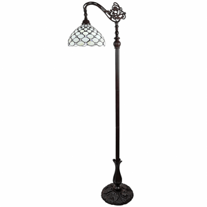HomeRoots 62in. Brown Metal Floor Lamp with Glass Shade